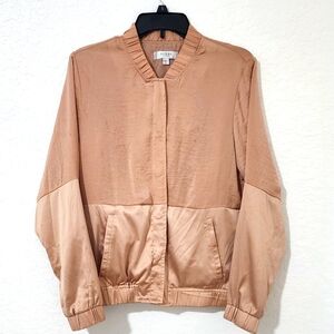 Guess Satin Rose Gold Colored Windbreaker Bomber Jacket.   Size M